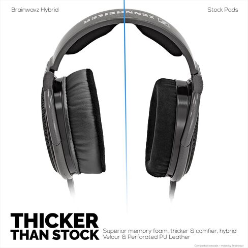 وسائد أذن سميكة هجينة لسماعات Sennheiser HD600، HD650، HD660S، HD525، HD535، HD545، وMassdrop HD58X، HD6XX - رغوة الذاكرة مع مادة هجينة من جلد البولي يوريثان in Saudi Arabia