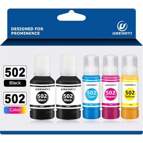 502 Ink Refill Bottles Replacement for Epson 502 Ink (Not Sublimation Ink), Work with ET-3760 ET-2760 ET-2850 ET-3830 ET-3850 ET-15000 Printer (High Capacity, 2BK C M Y, 5 Bottles)