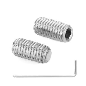 M6 x 20mm Internal Hex Socket Set Grub Screws 304 Stainless Steel Flat Point Set Screw, 25 PCS
