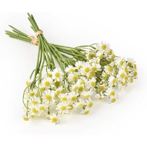 2 Bundles Small Artificial Daisy Flowers Bouquet Faux Silk Tiny Daisy Flowers for Home Garden Vase Decor (White)