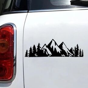Vinyl Car Snow Mountain and Tree Sticker Decals, Premium Badge Car Trunk Tailgate Logo Decal Sticker, Car Exterior Decoration Accessories Fit Most Cars for Window Laptop Window (White)