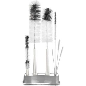 ALINK 8 Pack Black Bottle Brush Cleaning Set with Stand, Long Handle Bottle Cleaner with Holder for Narrow Neck Beer Wine Brewing Bottles, Stanley Water Bottles, Baby Bottles, Tumblers, Carafe, Straws