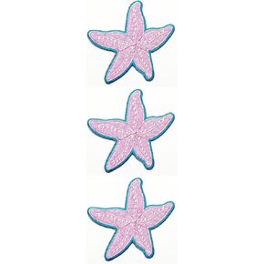 ONCEX 3PCS. Pink Starfish Sea Star Patch Cartoon Sticker Iron On Patches DIY Applique Embroidered Sew Iron on Patch Emblem Clothing Costume
