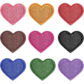 Heart Patches Iron On Heart Iron On Patch for Clothes Assorted Colors Heart Shaped Patches Cute Colorful Embroidered Sew On Heart Shaped for Clothing Jeans Jackets Hats Bags Backpack Repair DIY Decora
