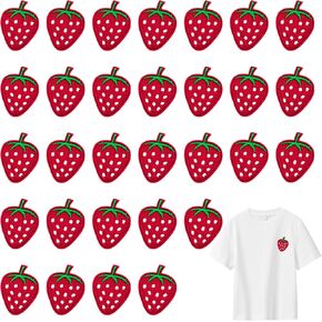 30 PCS Strawberry Embroidered Patches Cute Strawberry Patches, Sew on/Iron on Heat Transfers Embroidered Appliques Patches for DIY Hair Clips Headbands Hats Clothes Sewing Crafts