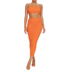 Women 2 Piece Club Outfit Night Out Dress Tube Top & Skirt Set