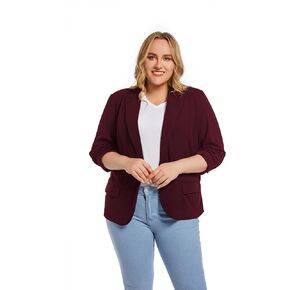 Womens Casual Blazers Plus Size Open Front Long Sleeve Work Office Jackets with Pockets