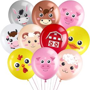 Censen 45 Pcs Animal Balloons 12 Inch Animal Latex Balloons Party Decoration for Kids Birthday Party Baby Shower Indoor Outdoor Decor (Multi Colors,Farm Animal)