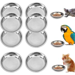 8PCS Animal Feeder Pet Water Dish Food Dish Stainless Steel Pet Feeding Bowl Reptile Feeding Dish Reptile Water Dish Reptile Bowl Feeding Bowl Cat Bowls for Food Water Dog Bowl for Food and Water