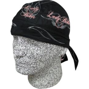 Danbanna Deluxe Pink Lady Biker Grey Motor Wings Black Bandana Headwrap Sweatband