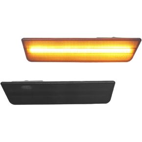GTINTHEBOX 2PCS 3D Classic Clear Lens Amber 24-SMD LED Front Bumper Side Marker Lights Lamps Replacement Kit For 2008-2014 Dodge Challenger