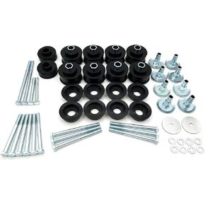 KF04060BK Body Mount Bushing Kit for Ford F250/F350 2008-2016 Super Duty 2WD/4WD，Polyurethane Body Cab Mounts & Steel Sleeves & Hardware (Black)