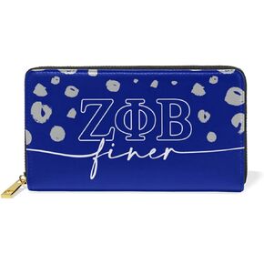 Zeta Phi Beta Paraphernalia - محفظة بسحاب من الجلد النباتي - هدايا نادي نسائي للنساء - FINER - البائع الرسمي in Kuwait