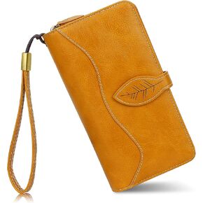 CONISY Womens Wallets Large Capacity, Multi Card Slots Clutch Long Wallet for Women with RFID Blocking (Yellow)