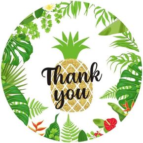 50 Pack of 2" Round Pineapple Stickers Thank You Sticker Labels for Tropical Party Birthday Baby Shower Wedding Decoration