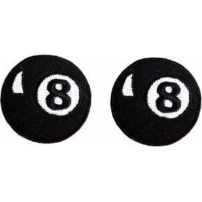 TH Set of 2 Tiny. Mini Eight 8 Ball Billiards Pool Emblem Badge Logo2 Patches Sew Iron on Embroidered Applique Badge Sign Patch Clothing Costume