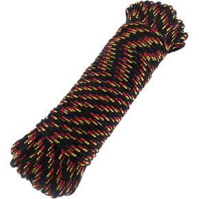 Diamond Braid Nylon Rope,3/16"(5mm) by 100feet Paracord,General-Purpose Utility Rope, Polypropylene Rope, High Strength All Purpose Braided Utility Flag Line,Rope for Indoor or Outdoor Use(Black)