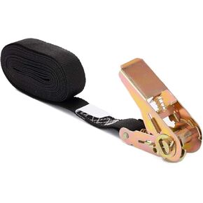 Ratchet Tie Down Strap 12 Ft - 780 lbs Load Cap with 1800 lbs Breaking Limit, MOOCY Ratchet Tie Downs Logistic Cargo Straps for Moving Appliances, Motorcycle (Black 1 Pack)