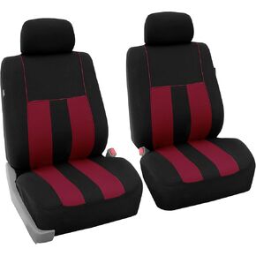 FH Group Car Seat Covers Front Set Cloth -Seat Covers for Low Back Seats with Removable Headrest,Universal Fit,Automotive Seat Cover,Airbag Compatible Car Seat Cover for SUV,Sedan,Van Burgundy