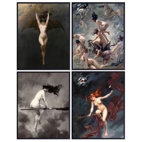 Witch Decor - Wiccan Decor - Witch Coven - Wicca Decor - Pagan Gifts - Witchcraft - Black Magic - Gothic Wall Art - Goth Room Decor - Creepy Scary Vintage Picture Photo - Medieval Decor