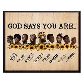 God Says You Are - Christian Gifts for Men - African American Wall Art - Religious Gifts for Men - Bible Verses Wall Decor - Scripture Wall Art - Black Wall Art - Inspirational Motivational Posters