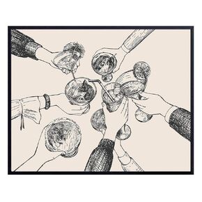 Retro style Home Bar Art - Kitchen Wall Art & Decor - Trendy Alcohol Bar Cart Cocktail Party Poster - Preppy Cheers Champagne Drinks Cafe Decor - Funky Indie Eclectic Modern art Room Decor Aesthetic