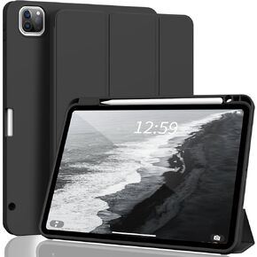 حافظة Kenke iPad Pro مقاس 11 بوصة الجيل الرابع/الثالث/الثاني 2022/2021/2020 مرفق مغناطيسي قلم رصاص ثانٍ مع حامل قلم رصاص على الجانب الأيمن غطاء ناعم نحيف من البولي يوريثان للاستيقاظ/النوم التلقائي (وردي)