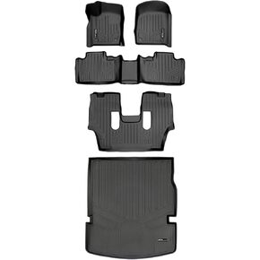 SMARTLINER Floor Mats 3 Rows and Cargo Liner Behind 2nd Row Set Black for 2016-2021 Dodge Durango with 2nd Row Bucket Seats