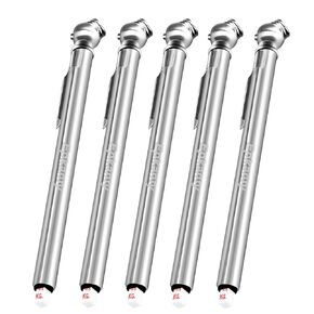 Tire Pressure Gauge Pencil, Single Zinc Alloy Chuck Air Pressure Gauge （10-50PSI）, Silver Analog Tire Pressure Gauge for Car Vehicle Bicycle(Pack of 5)