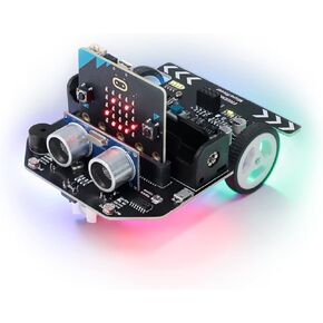 FREENOVE Micro:Rover Kit for BBC Micro:bit (V2 Included), Obstacle Avoidance, Light-tracing, Line-Tracking, Remote Control, Playing Melody, Colorful Lights, Rich Projects, Blocks and Python Code