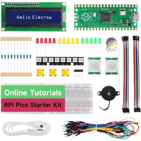 مجموعة أدوات Raspberry Pi Pico Starter Kit، مجموعة مستشعر ELECROW الأساسية للبرمجة، Pi Pico Micropython 25 مشروعًا دروسًا للمبرمجين