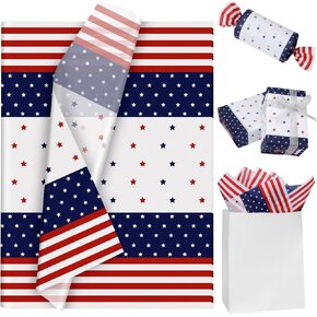 35 Sheets Tissue Paper for Gift Bags 19.5"x13.6" Gift Wrap Tissue Paper Bulk for 4th of July Memorial Day Festival Independence Day Party Art Crafts Tissue Paper for Packing Holiday Decor