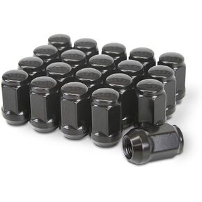 WH-LN1415138BK20, 20 pcs Black Bulge Acorn Wheel Lug Nuts 14x1.5 Closed End 1.38" Tall 3/4" Hex