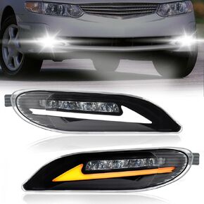LED Fog Lights with DRL and Dynamic Turn Signal for Toyota Camry 2002-2004/ Corolla 2005-2008/ Solara 2002-2003, Fog Lamp Assembly Replacement with Start-up Animation, 1 Pair