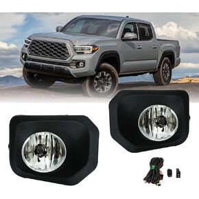 Fog Lights Assembly Compatible for 2016 2017 2018 2019 2020 2021 2022 Toyota Tacoma SR/SR5 Front Bumper Fog Light Driving Lamps w/Switch/Wiring/Bulb Clear Lens