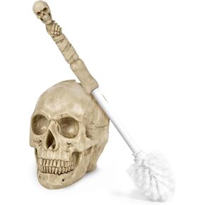 Toilet Brush and Holder Set for Bathroom,Skullduggery Skeleton Gothic Bathroom Decor Toilet Bowl Brush Set,Space Saving for Storage, Drip-Proof, Easy to Assemble, Deep Cleaning