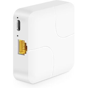 MokerLink 1 to 2 Gigabit Splitter, 100/1000Mbps, Network Hub RJ45 Internet LAN Cable Splitter, Mini Plastics Type-C Power with USB Cable