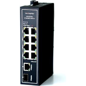 WIWAV WDH-8ET1GT1GF-POE 10/100Mbps 10-Port PoE Unmanaged Industrial Ethernet Switches with DIN Rail/Wall-Mount (UL Listed,-30°C to 75°C,IP30)