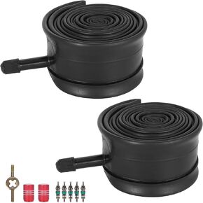 RUTU 24 Inch Bike Inner Tube for 24 X 1.75/1.95/2.10/2.125 inch Bicycle Tube AV32mm Schrader, Rubber Tubes for Mountain and Trail, Cruisers, MTB, Enduro, City Bikes, 2 Pack