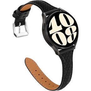 Slim Leather Band Compatible for Samsung Galaxy Watch 6/5/4 40mm 44mm, 5 Pro 45mm, Watch 6/4 Classic 43mm 47mm 42mm 46mm, 20mm Replacement Thin Wristband Strap for Women