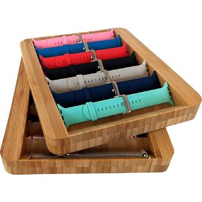 Zero Mass Stackable Bamboo Storage Tray for Apple Watch Bands (Stores 7+, Wood) (Compact)