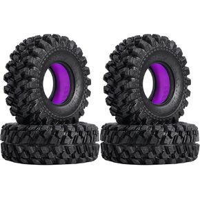 Super Large Soft 1.3 Inch Tire 70 * 26mm Muddy Swamp Tire for SCX24 TRX4M AX24 1/18 1/24 Micro Crawler,T1320, Come with Blue Silicone inserts (Extended version)