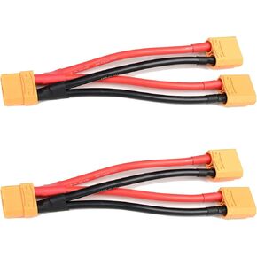 2-Pack XT90 Plug Parallel Battery Connector Cable 1-Female to 2-Male Parallel Adapter Y-Splitter 10CM 12AWG for Quadcopters Multirotors RC LiPo Battery