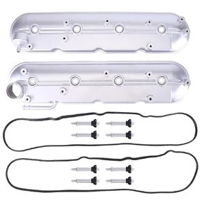 Passenger & Driver Side Engine Valve Cover Gasket Set with Bolts Compatible with 1999-2008 Chevy Tahoe Silverado Suburban 1500 2500 3500 Sierra Yukon Valve Cover 5.3 6.2 6.0 264-965 12582224