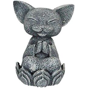 Ebros Feng Shui Zen Meditating Japanese Jizo Cat Monk On Lotus Throne Mini Statue 4" Tall Bodhisattva Buddha Talisman of Protection for Children and Baby Memorial Decor Figurine Jizos Buddhas