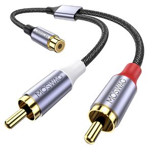 MOSWAG RCA Splitter, 1 Female to 2 Male, RCA Y Splitter RCA Audio Video Cable Splitter Adapter for Amplifiers, Gaming Consoles, CD Player, Subwoofer, Home Theater, HDTV