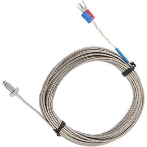 Temperature Sensor Extension Connectors Thermocouple Cable K Type, Temperature Measuring Probe M6 BSW Screw Thread K Type Thermocouple Cable 1-5M(4m)