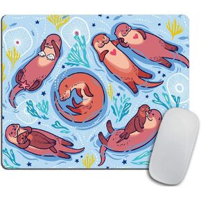 Animal Mouse pad, Cute Brown Otters Rectangle Non-Slip Rubber Mousepad 9.5 X 7.9 Inch (240mmX200mmX3mm)