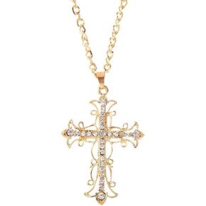 سحر مطعمة حجر الراين مجوفة من المعدن الصليب قلادة قلادة اللون قلادة صديق تاريخ المجوهرات in Kuwait