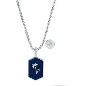 MVMT Men's Jewelry - Fashion Accessory - Stainless Steel Men's Palm Tree Pendant Necklace - Silver/Blue